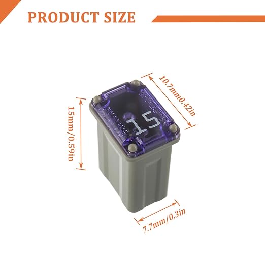 15A 15AMP 32V Slow Blow FMM MCASE Type Fuses 608815 Micro Female Cartridge - Image 2
