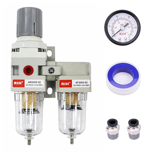 RIH Air Dryer System -1/4" NPT Double Air Filters-5 Micron Particulate Filter& by RIHRightPneumatic
