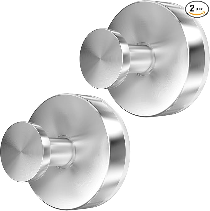 Suction Cup Hooks for Shower, 2 PCS No-Drill Towel Holder for Bathrooms Wall, Glass Door, Mirror, Tiles, Kitchen, Hold Robe & Wreath, Hanging up to 15 lbs – Waterproof & Rustproof, Loofah-Silver