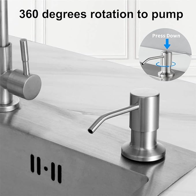 Soap Dispenser for Kitchen Sink,Stainless Steel Countertop Dish Soap Dispenser Pump with 47" Extension Tube