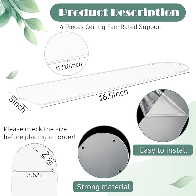 CroBlissful 10 Pcs 16-1/2'' Ceiling Fan Blades - Image 2