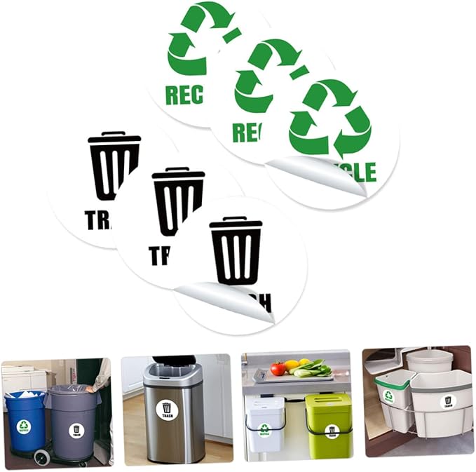 Removable Garbage Can Labels Waste Sorting Stickers Bathroom Trash Bin Combo - Image 4