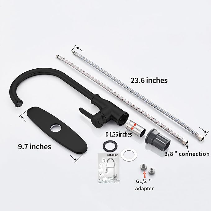 Single Handle Kitchen Faucet Stainless Steel Matte Black, Modern High Arc - Image 6