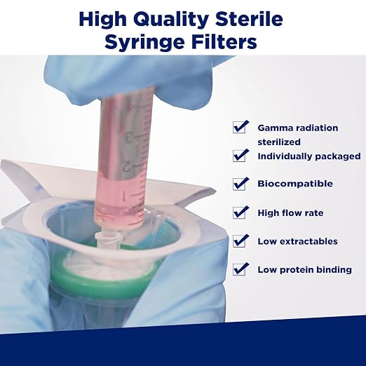 Membrane Solutions 500 Pack Syringe Filter Sterile PES Hydrophilic Filtration - Image 4