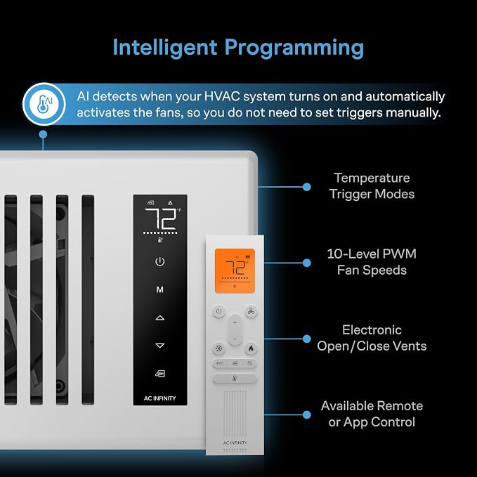 AC Infinity AIRTAP T4 White, Register Booster Fan - Image 6