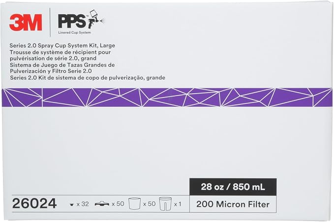 3M PPS 2.0 Spray Gun Cup, Lids and Liners Kit, 28 Ounces, 200-Micron Filter - Image 15