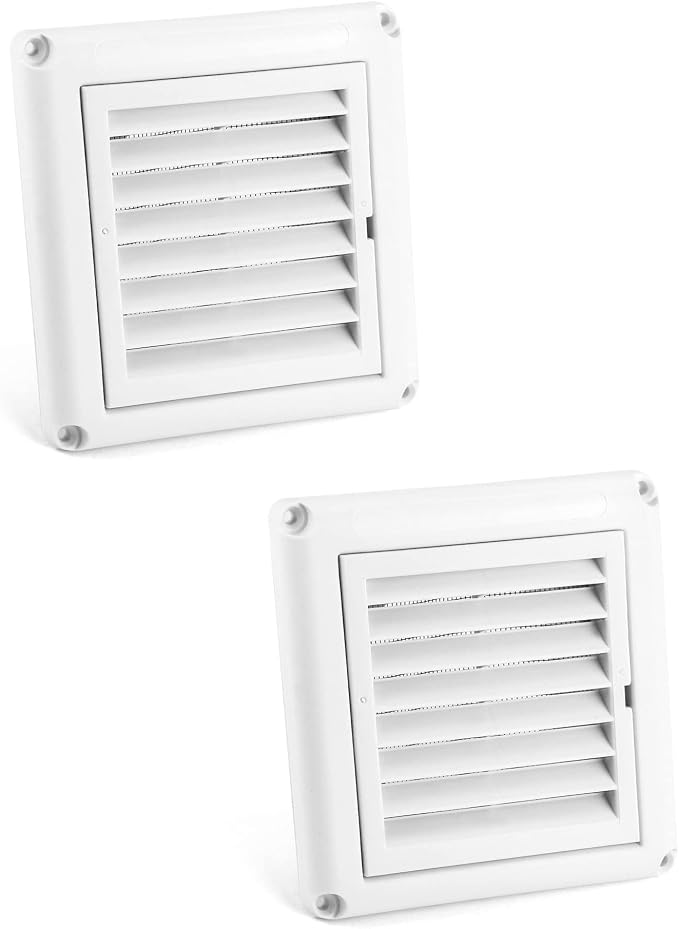 QWORK Air Vent ABS Louver Grille Cover, 2 Pack 4" Square Covers by QWORK