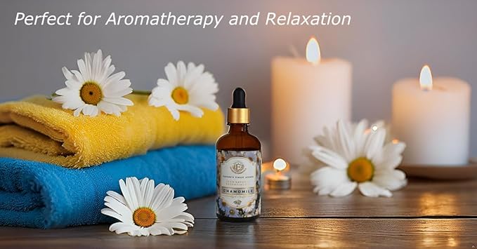Luxurious Chamomile Essential Oil by Enhanced Essentials|Pure & Slow Distilled|for Diffusers,Skin Care, Aromatherapy, Bath,Massage,Perfume,Gifting,Soap & Candle Making|with Glass Dropper|3.38 fl oz