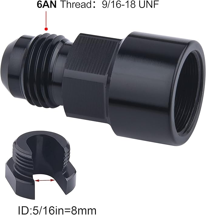 EVIL ENERGY 6AN Male to 5/16" Quick-Disconnect Female EFI Fuel Rail Fitting - Image 2