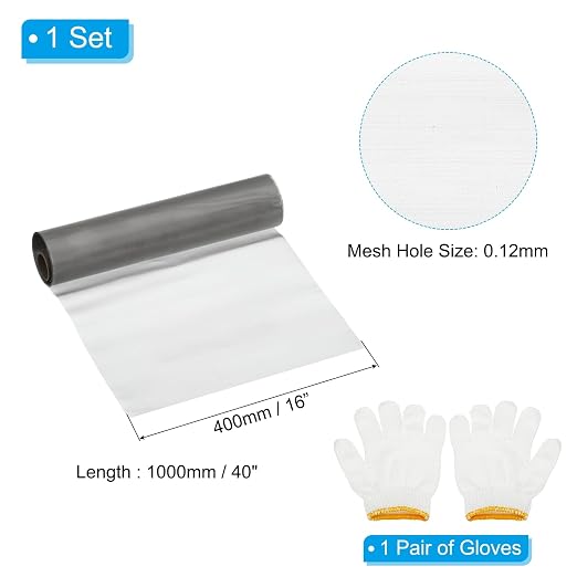 PATIKIL 40" L x 16" W Woven Wire Mesh, 120 Mesh 304 Stainless Steel Air Vent - Image 2
