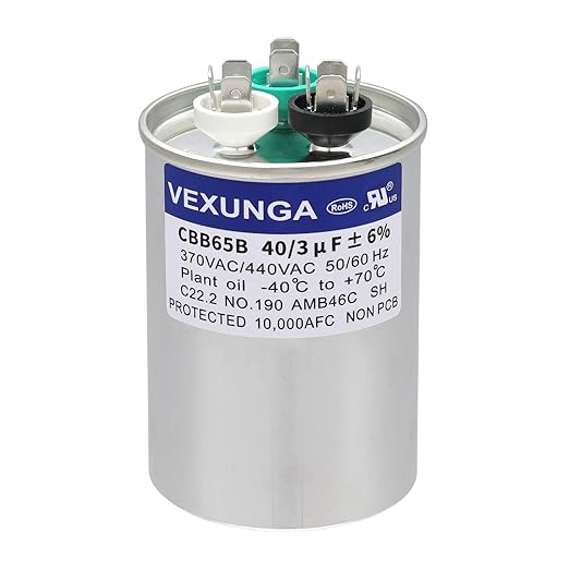 VEXUNGA 40/3 uF 40+3 MFD 370VAC or 440VAC Dual Run Start Round A/C Capacitor by VEXUNGA