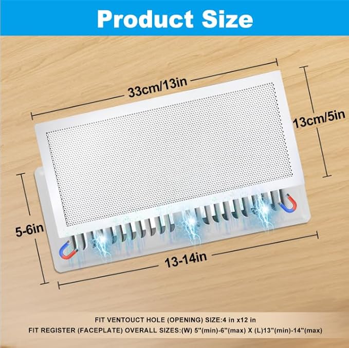 4-Pack 5"x13" White Powerful Magnetic Vent Covers - Image 2