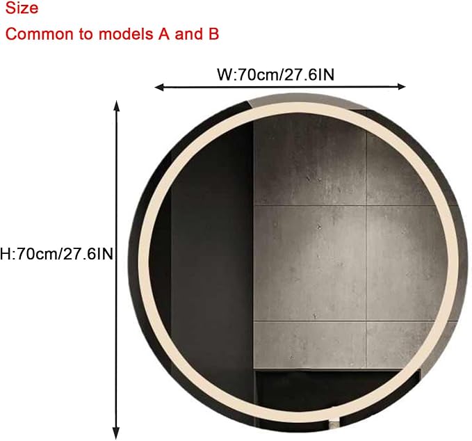 Round Led Bathroom Mirror, Round Bathroom Mirror - Image 2