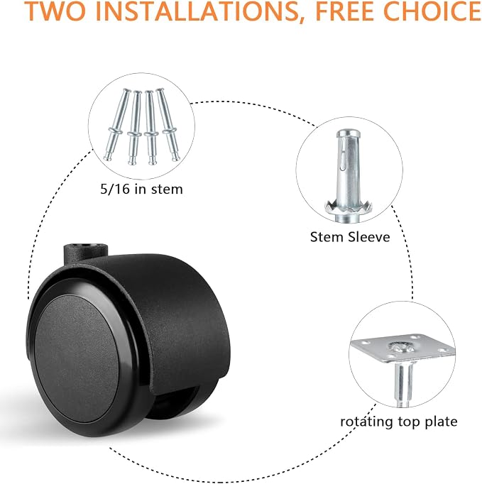 2 inch Caster Wheels 5/16 inch Valve stem and Rotating top Plate Installation - Image 2