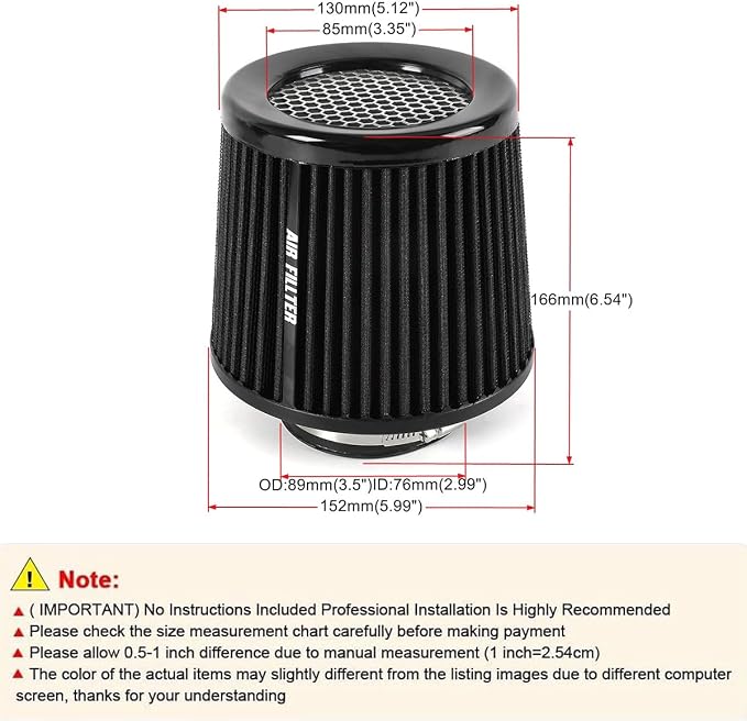 Universal 3 Inch 76mm Air Intake Filter Replacement Cone Air Filters Quality - Image 4