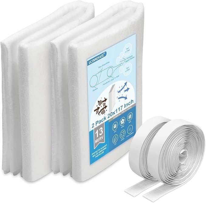 UCINNOVATE 32Ft² MERV 13 AC Vent Filters Kit, 2 Pack 20"x117" Cut to Size Air by UCINNOVATE