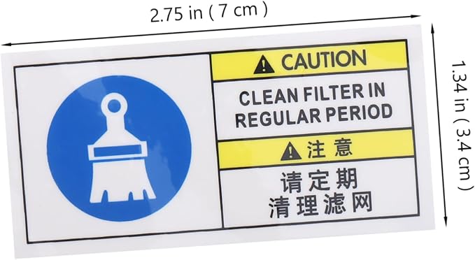 Filter Cleaning Reminder Sticker Industrial Equipment Maintenance Notice Decal - Image 2