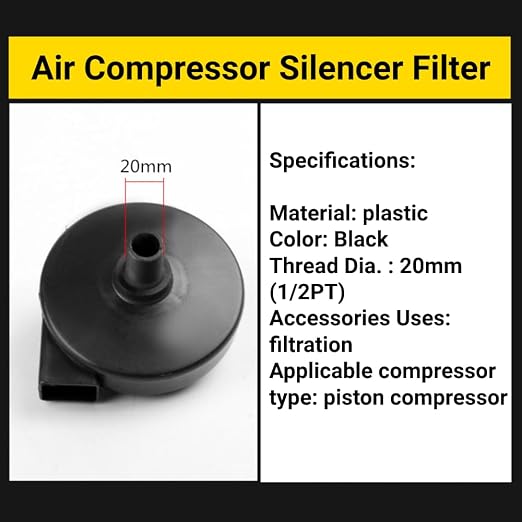 Air Compressor Intake Filter and Silencer 20mm 1/2PT Replacement Part Reduces - Image 3