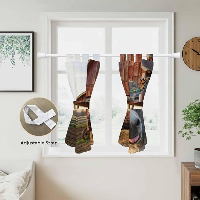 Farm Donkeys Bedroom Curtains 63 Inch Length, Window Curtains Tab Top, - Image 5