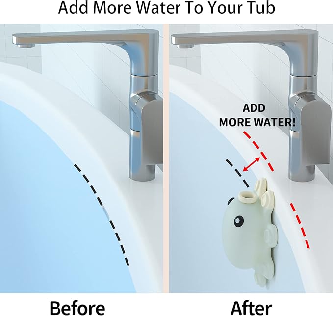 Bathroom Bathtub Overflow Drain Cover- Silicone Bath Tub Drain Cover, Tub Overflow Drain Stopper with Suction Cups, Adds Inches of Water for Deeper Bath, Cute Bathroom Accessories, Ivory