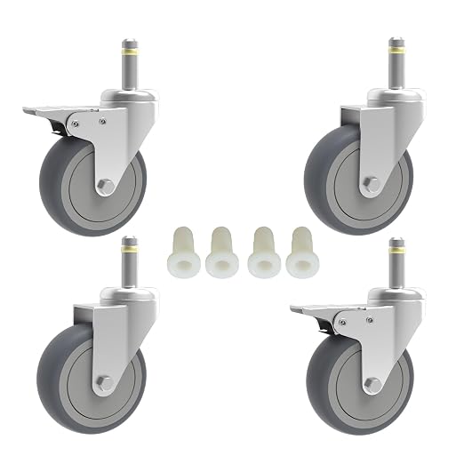 2-Inch Swivel Stem Caster, 7/16-Inch Diameter Grip Ring Stem Rubber Wheel by RILIDRI