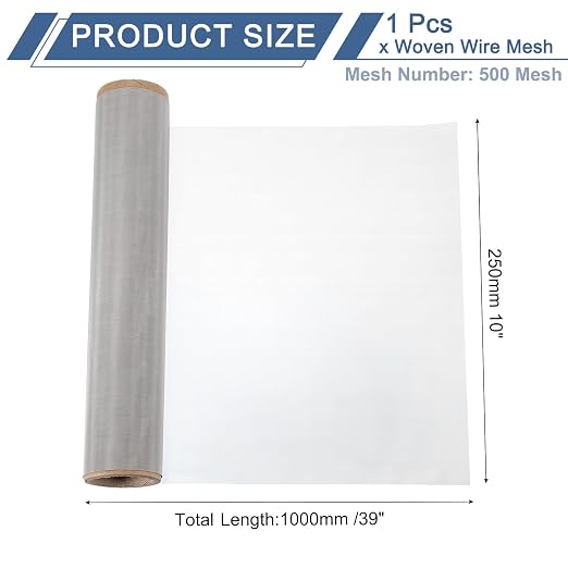 uxcell 500 Mesh 39" x 10" Woven Wire Mesh, 316 Stainless Steel Air Vent Filter - Image 2