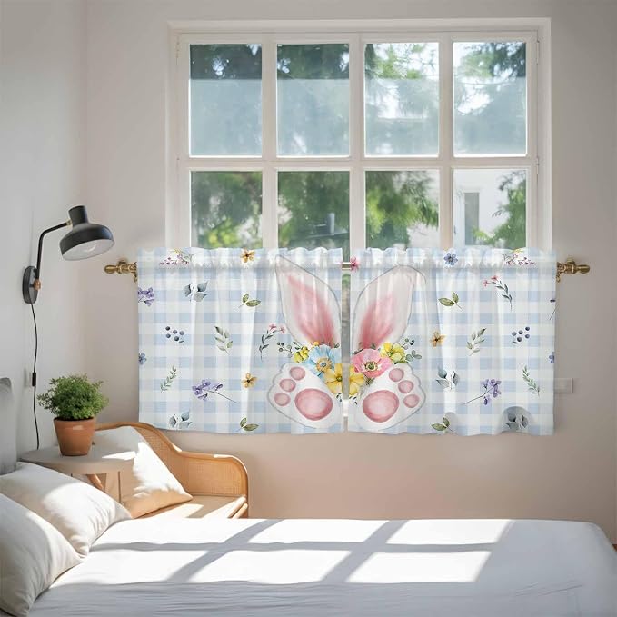 Easter Kitchen Tier Curtains 24 Inch Long 2 Panel Set, Rod Pocket Cafe Small - Image 4