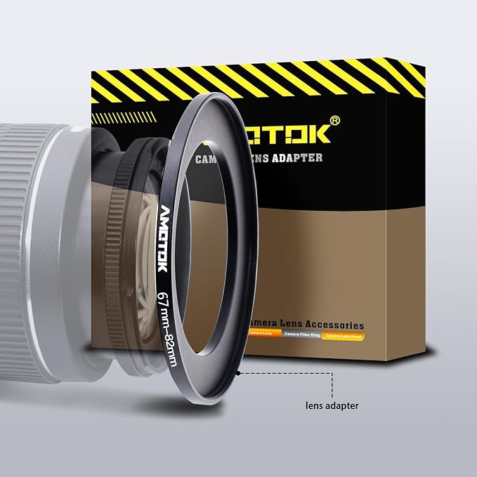 67mm Lens to 82mm Camera Lens Adapter, 67mm to 82mm Filter Step-up Ring Adapter by AMOTOK