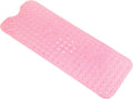 Anti-Slip Bathtub Shower mat, 39.3×15.7 inch（Approximately 100 × 40cm） Soft Oversized Machine Washable Non-Slip Bathtub mat with Drainage Holes, Bathroom Floor Suction Cup.（1-Clear Pink）