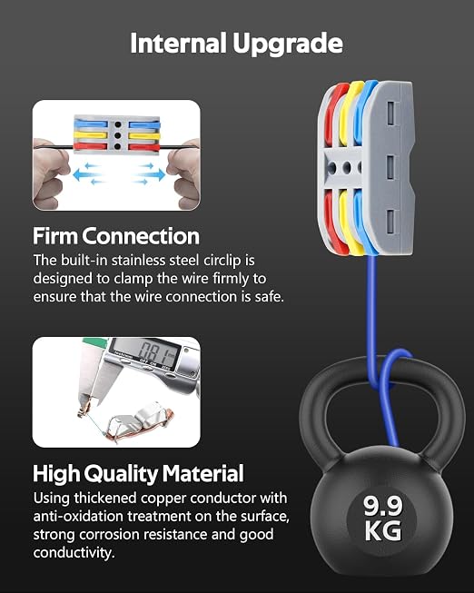 ALITOVE 3 Wire Splice Connectors 10pcs Quick Connect Wire Connectors Push-in - Image 2