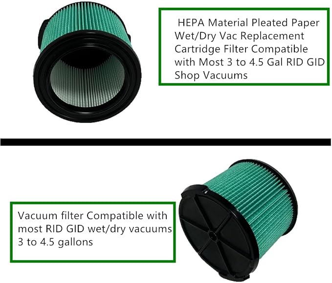 2 PACK yamoutai VF3600 HEPA Material Pleated Paper Wet/Dry Vac Replacement - Image 4
