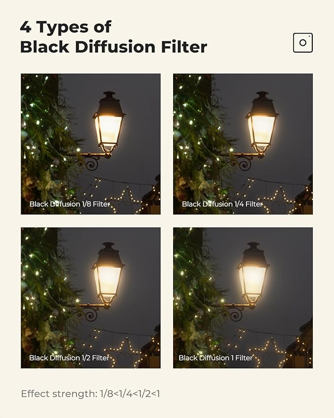 K&F CONCEPT 49mm Black Diffusion 1/2 Filter Mist Cinematic Effect Filter - Image 6