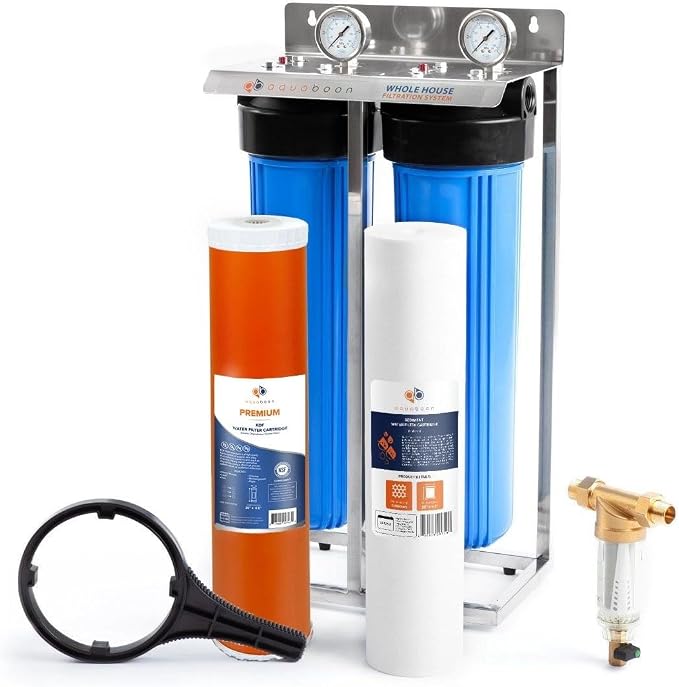 Aquaboon 2-Stage Whole House Water Filter System 20x4.5 inch by Aquaboon