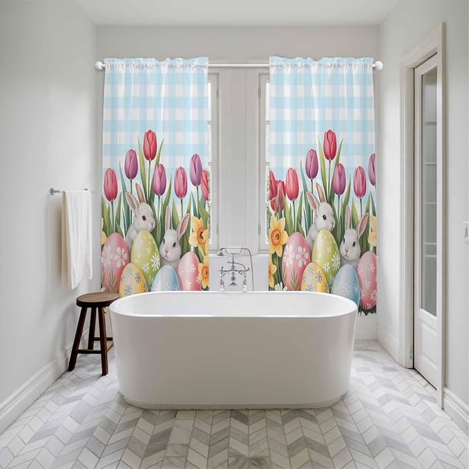 Easter Window Curtains 72 Inch Long 2 Panel Set, Rod Pocket Long Curtains & - Image 5
