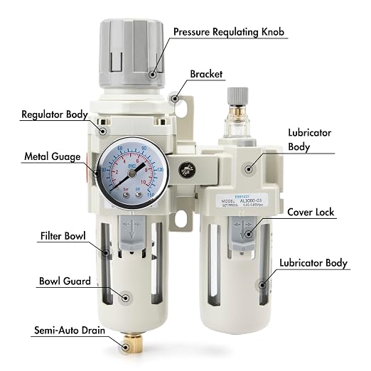 3/8" NPT Air Compressor Water Separator Regulator Filter Combo Compressed Air - Image 3