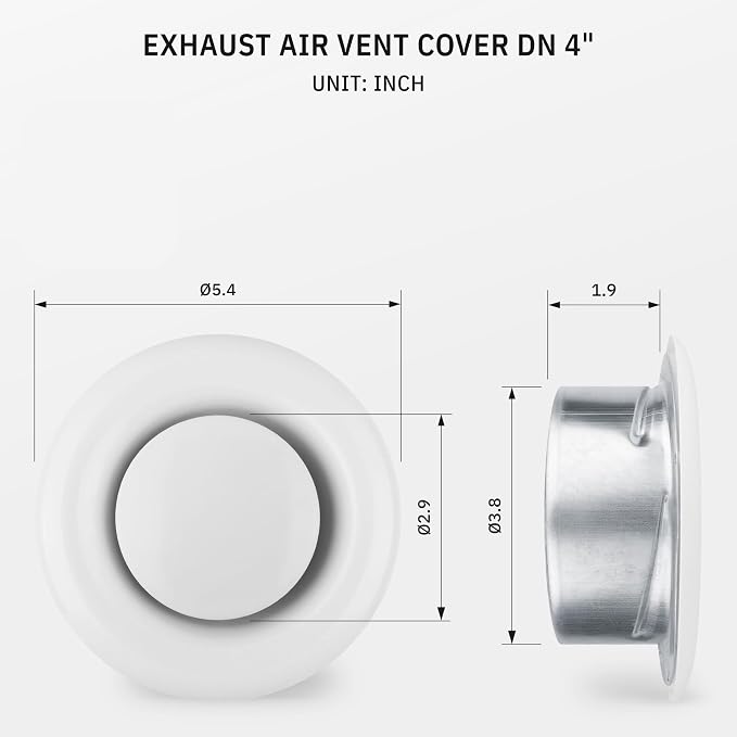 calimaero® TVSA 4 Inch AC Vent Cover Round Adjustable Steel Air Vent Deflector - Image 2
