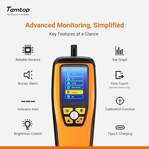Temtop Air Quality Monitor CO2 Detector Professional Carbon Dioxide PM2.5 PM10 - Image 5