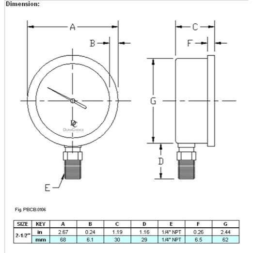 2-1/2" Oil Filled Pressure Gauge - Image 5