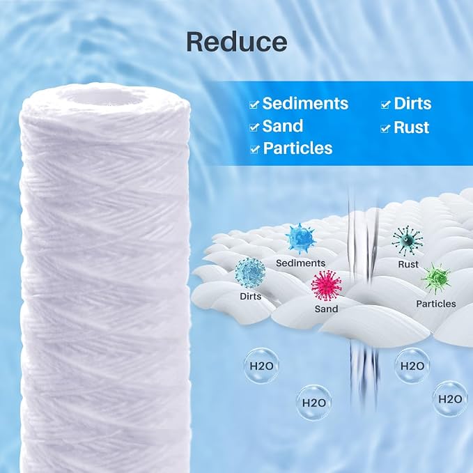 CFS – 12 Pack String Wound Sediment Water Filter Cartridges Compatible - Image 6