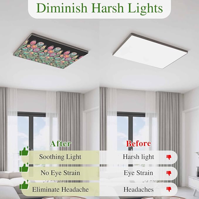 Fluorescent Light Covers for Ceiling Lights Colorful Flowers Magnetic Light - Image 5