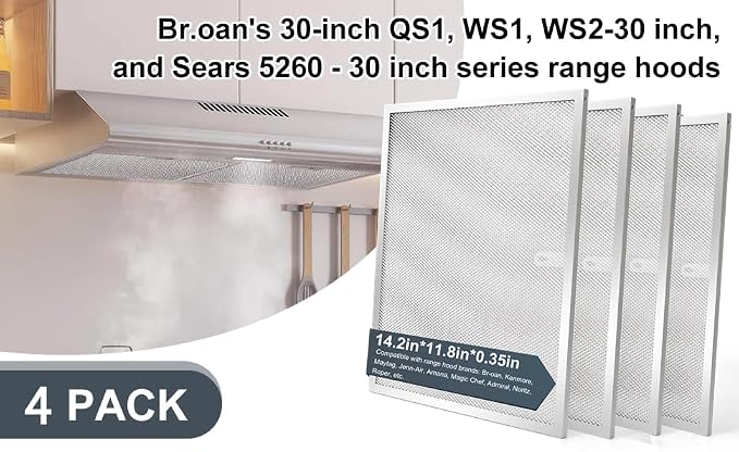 BPS1FA30 Range Hood Grease Filter 11-3/4" x 14-1/4" Aluminum Filter Compatible - Image 8