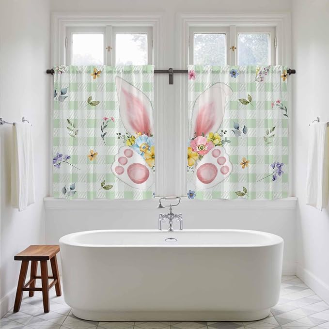 Easter Kitchen Curtains 54 Inch Long 2 Panel Set, Rod Pocket Window Curtains - Image 5