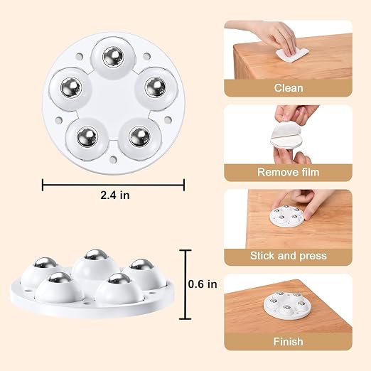 Self Adhesive Caster Wheels for Appliances, 360° Swivel Small Appliance Slider - Image 5