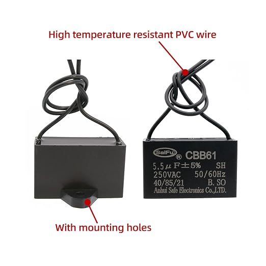 CBB61 Capacitor 5.5uf 250V AC Ceiling Fan 2 Wire 50/60Hz - Image 3