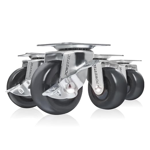 POWERTEC 2 Inch Swivel Caster Wheels Set of 4 by POWERTEC