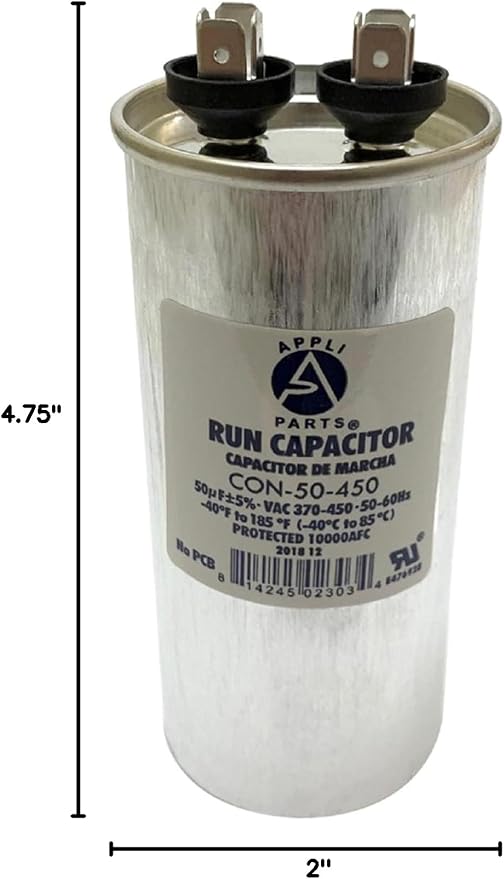 Appli Parts Run Capacitor for ac 50 Mfd uF 370 VAC or 450 VAC CBB65 Round - Image 8