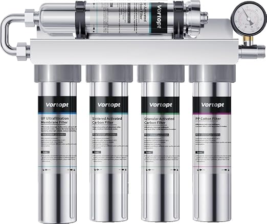 Vortopt Under Sink Water Filtration System-NSF&CEC Certified, Stainless Steel by Vortopt