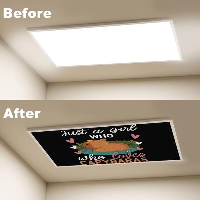 6 Pcs Fluorescent Light Covers for Ceiling Lights Cute Capybara Gifts Hearts - Image 4