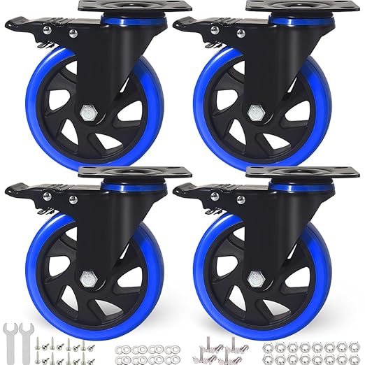 5 Inch Caster Wheels, Casters Set of 4 Heavy Duty by ENYKE