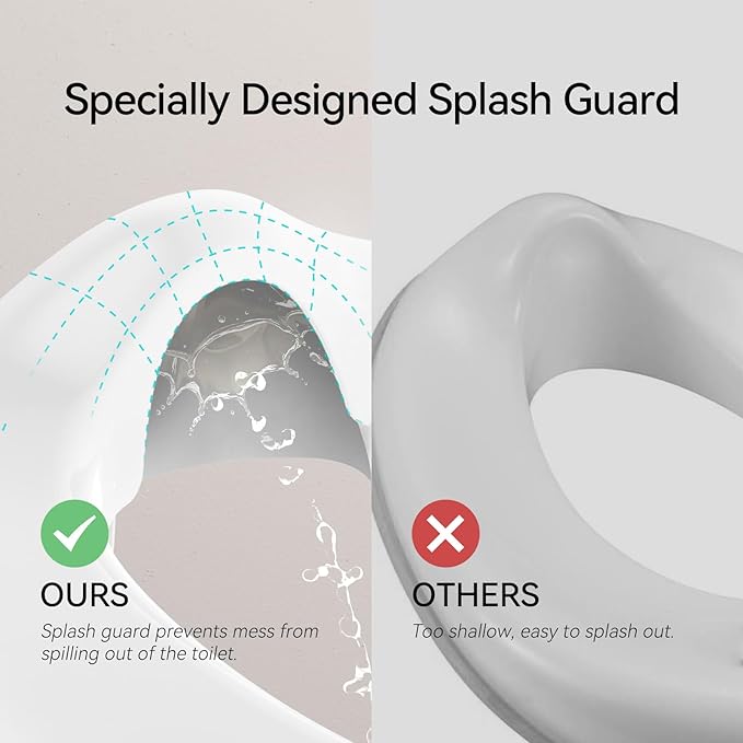 R&T Potty Training Seat for Boys and Girls, Fits Elongated Toilets, Anti-Slip Rubber and Splash Guard, Easy for Toddler Potty Training, Easy to Stow